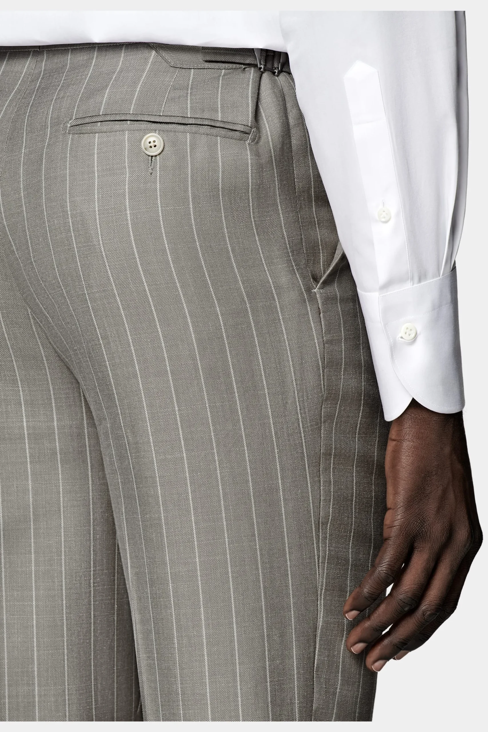 SUITSUPPLY Havana Anzug Taupe Gestreift-Männlich Casual Anzüge