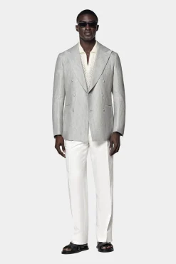 SUITSUPPLY Havana Sakko Hellgrau Fischgrätmuster-Männlich Klassische Sakkos