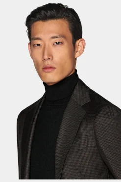 SUITSUPPLY Havana Sakko Mittelbraun Hahnentrittmuster-Männlich Klassische Sakkos