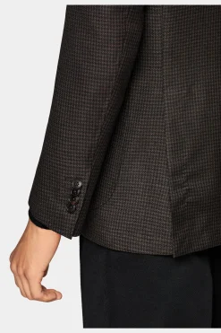 SUITSUPPLY Havana Sakko Mittelbraun Hahnentrittmuster-Männlich Klassische Sakkos
