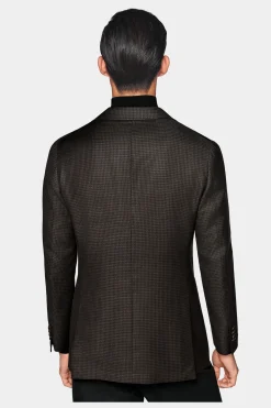 SUITSUPPLY Havana Sakko Mittelbraun Hahnentrittmuster-Männlich Klassische Sakkos