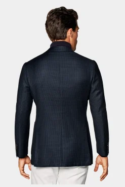 SUITSUPPLY Havana Sakko Navy Hahnentrittmuster-Männlich Klassische Sakkos