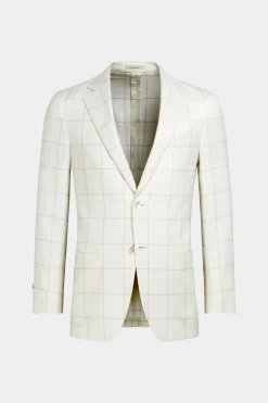 SUITSUPPLY Havana Sakko Off-White Kariert-Männlich Klassische Sakkos