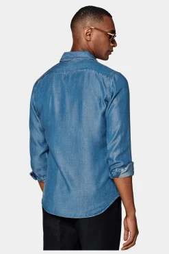 SUITSUPPLY Hemd Blau Slim Fit-Männlich Casual Hemden