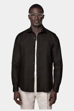 SUITSUPPLY Hemd Dunkelbraun Slim Fit-Männlich Casual Hemden