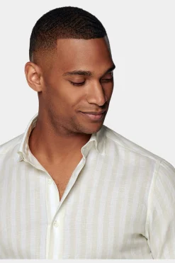 SUITSUPPLY Hemd Hellbraun Gestreift Slim Fit-Männlich Casual Hemden