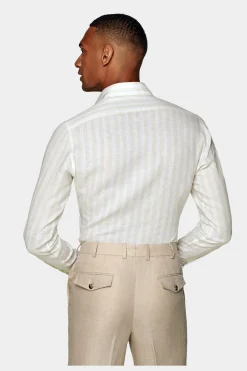 SUITSUPPLY Hemd Hellbraun Gestreift Slim Fit-Männlich Casual Hemden
