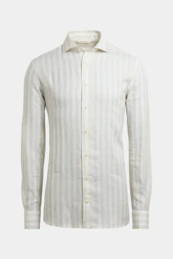 SUITSUPPLY Hemd Hellbraun Gestreift Slim Fit-Männlich Casual Hemden