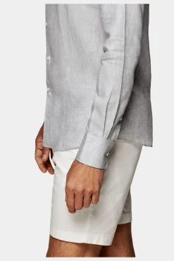 SUITSUPPLY Hemd Hellgrau Slim Fit-Männlich Casual Hemden
