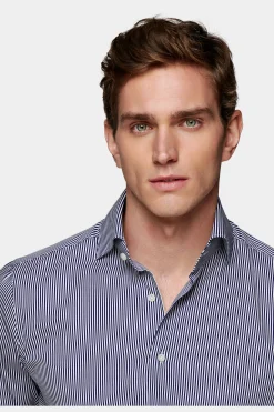 SUITSUPPLY Hemd Navy Gestreift Extra Slim Fit-Männlich Klassische Hemden