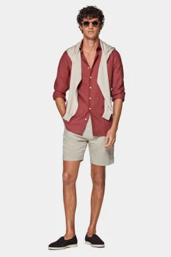 SUITSUPPLY Hemd Rot Slim Fit-Männlich Casual Hemden