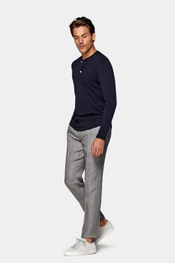 SUITSUPPLY Henley T-Shirt Navy-Männlich T-Shirts