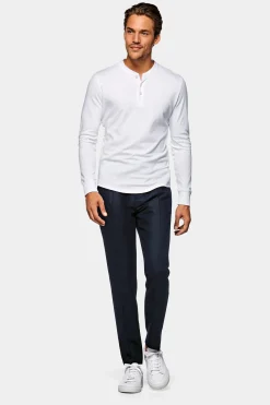SUITSUPPLY Henley T-Shirt Weiss-Männlich T-Shirts