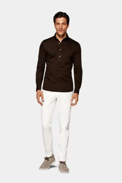 SUITSUPPLY Jersey-Popover Braun In Extra Slim Fit-Männlich Casual Hemden