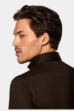 SUITSUPPLY Jersey-Popover Braun In Extra Slim Fit-Männlich Casual Hemden