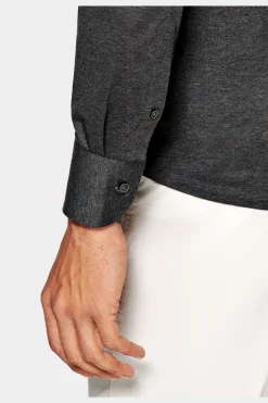 SUITSUPPLY Jersey-Popover Grau Extra Slim Fit-Männlich Casual Hemden
