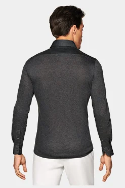 SUITSUPPLY Jersey-Popover Grau Extra Slim Fit-Männlich Casual Hemden