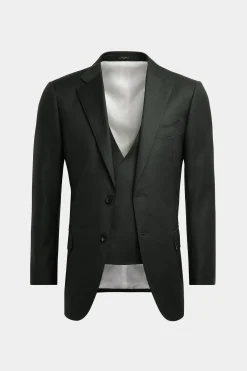 SUITSUPPLY Lazio Anzug Dreiteiler Dunkelgrün-Männlich Business Anzüge