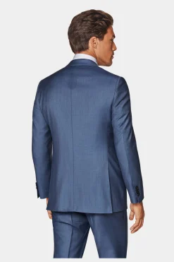 SUITSUPPLY Lazio Anzug Dreiteiler Mittelblau-Männlich Business Anzüge