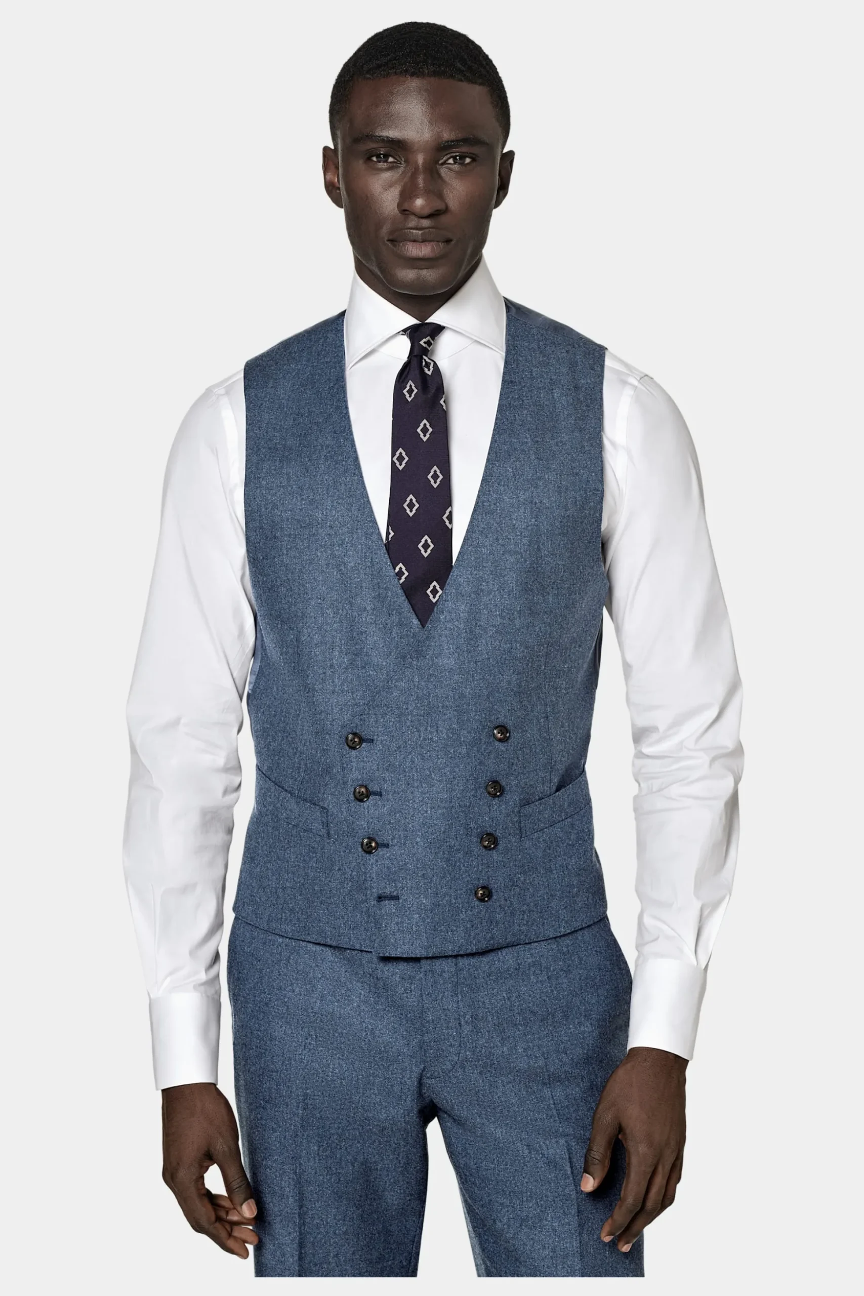SUITSUPPLY Lazio Anzug Dreiteiler Mittelblau-Männlich Casual Anzüge