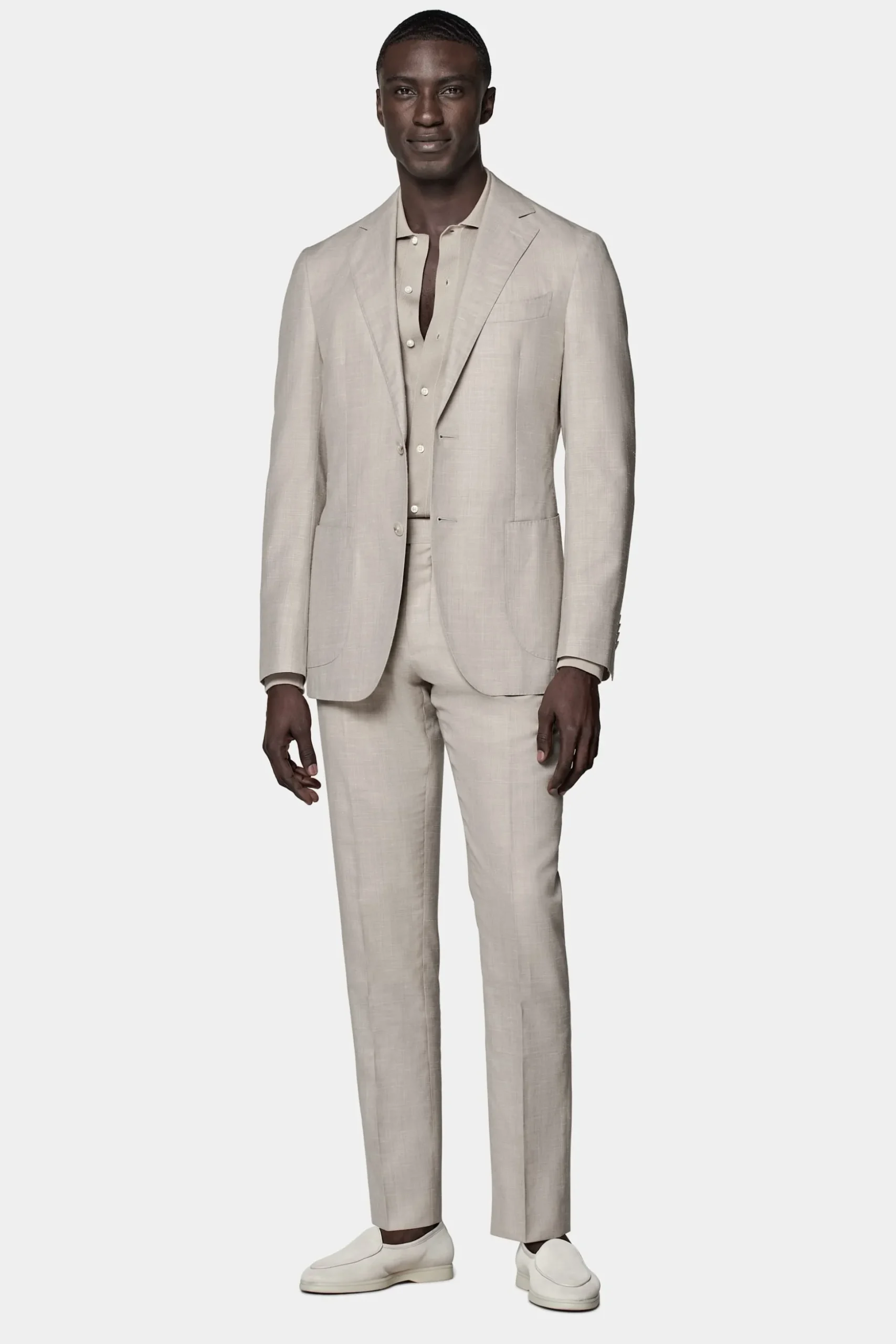 SUITSUPPLY Lazio Anzug Dreiteiler Sand-Männlich Casual Anzüge