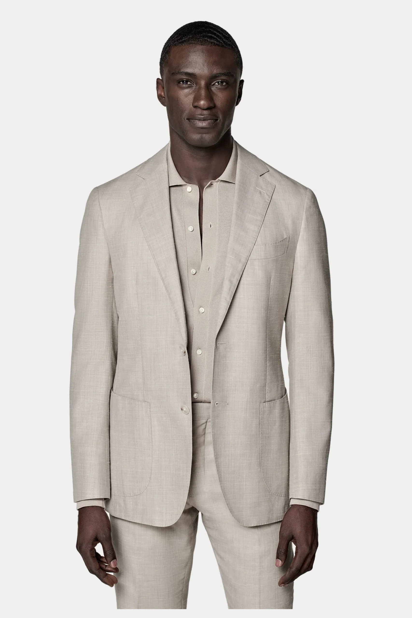 SUITSUPPLY Lazio Anzug Dreiteiler Sand-Männlich Casual Anzüge