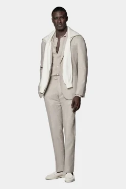 SUITSUPPLY Lazio Anzug Dreiteiler Sand-Männlich Casual Anzüge