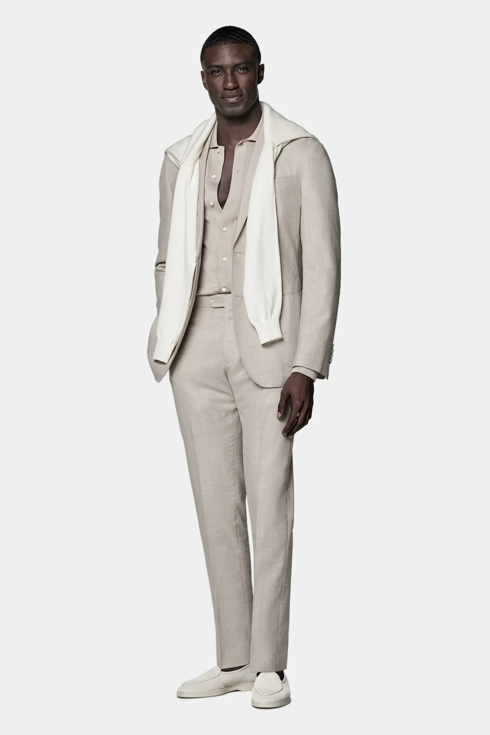 SUITSUPPLY Lazio Anzug Dreiteiler Sand-Männlich Casual Anzüge
