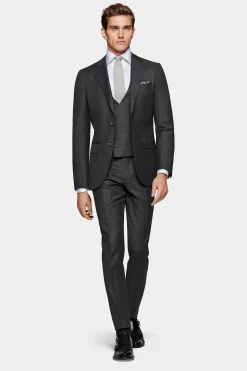 SUITSUPPLY Lazio Anzug Dunkelgrau-Männlich Business Anzüge