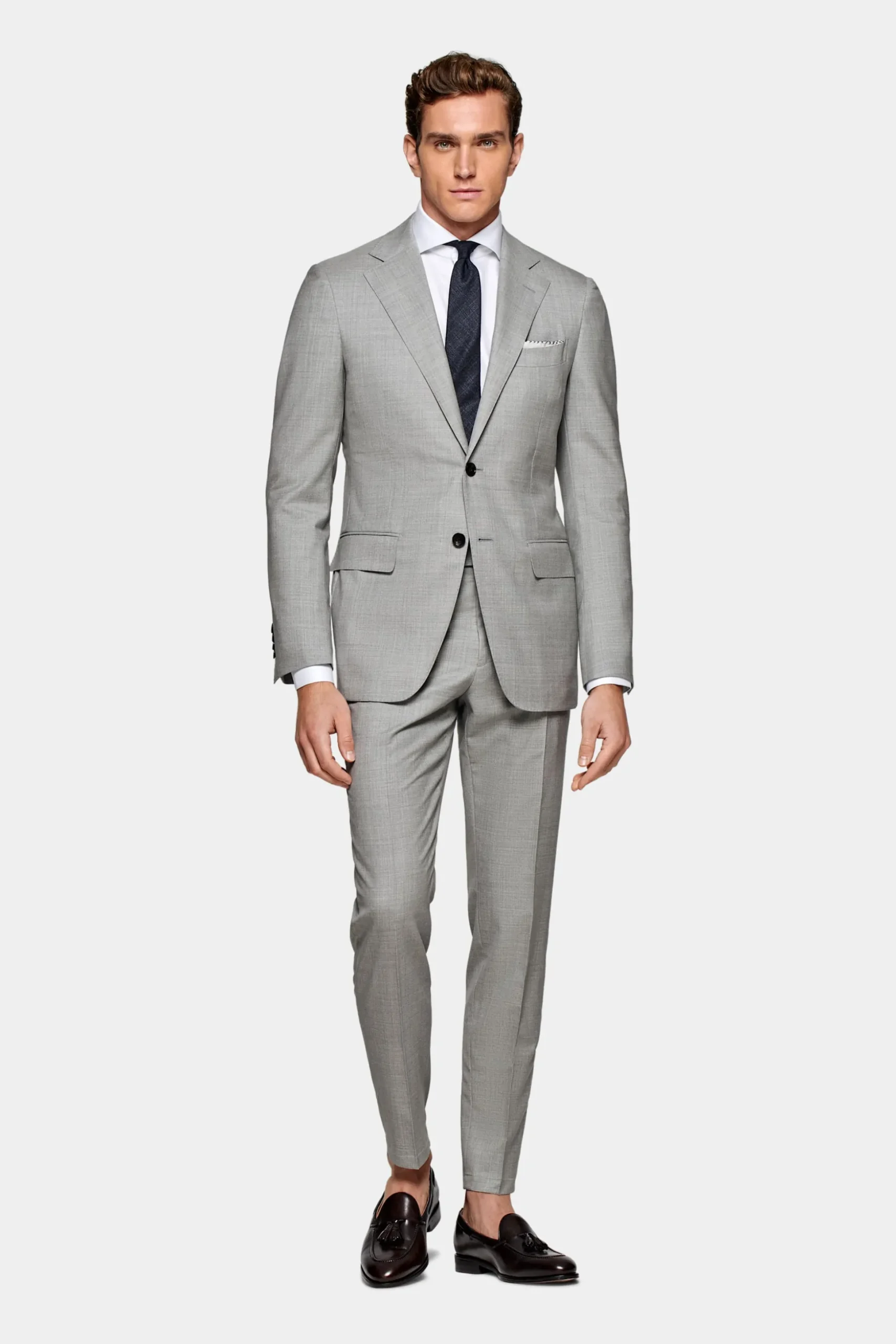 SUITSUPPLY Lazio Anzug Hellgrau-Männlich Business Anzüge
