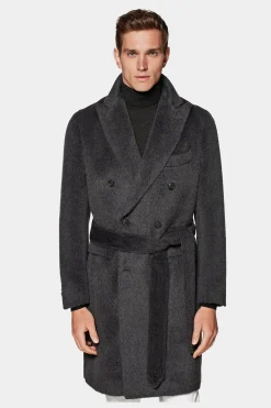 SUITSUPPLY Mantel Dunkelgrau Gürtel-Männlich Elegante Mäntel