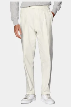 SUITSUPPLY Mira Hose Off-White Bundfalte-Männlich Elegante Hosen