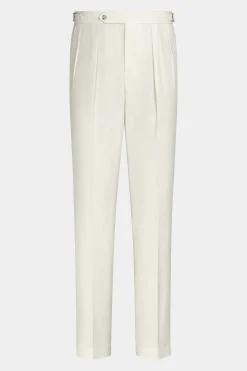 SUITSUPPLY Mira Hose Off-White Bundfalte-Männlich Elegante Hosen