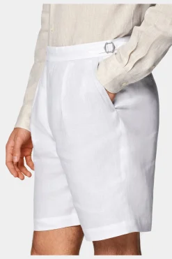 SUITSUPPLY Mira Shorts Weiß Bundfalte-Männlich Shorts