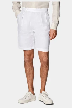 SUITSUPPLY Mira Shorts Weiß Bundfalte-Männlich Shorts