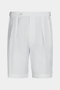 SUITSUPPLY Mira Shorts Weiß Bundfalte-Männlich Shorts