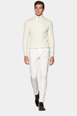 SUITSUPPLY Off-White Halber Reißverschluss-Männlich Cardigans & Troyer