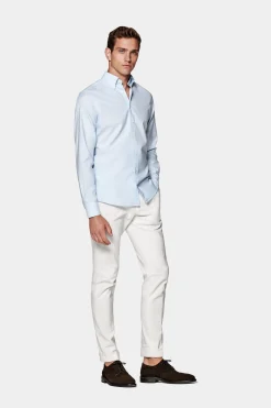 SUITSUPPLY Oxford Hemd Hellblau Washed Slim Fit-Männlich Casual Hemden