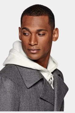 SUITSUPPLY Peacoat Hellgrau Fischgrät-Muster-Männlich Elegante Mäntel