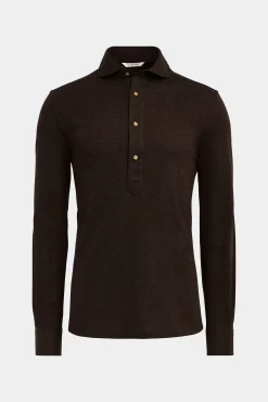 SUITSUPPLY Piquè-Popover Braun Extra Slim Fit-Männlich Casual Hemden