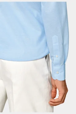 SUITSUPPLY Piqué-Popover Hellblau In Extra Slim Fit-Männlich Casual Hemden
