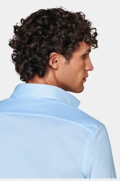 SUITSUPPLY Piqué-Popover Hellblau In Extra Slim Fit-Männlich Casual Hemden