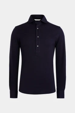 SUITSUPPLY Piqué-Popover Navy In Extra Slim Fit-Männlich Casual Hemden