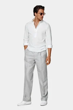 SUITSUPPLY Piqué-Popover Weiss In Extra Slim Fit-Männlich Casual Hemden