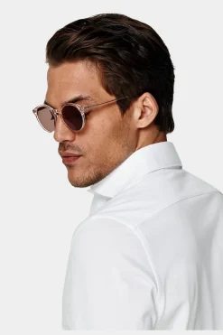 SUITSUPPLY Piqué-Popover Weiss In Extra Slim Fit-Männlich Casual Hemden