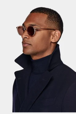 SUITSUPPLY Polo Mantel Navy Fischgrätmuster-Männlich Elegante Mäntel