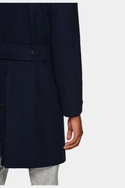 SUITSUPPLY Polo Mantel Navy Fischgrätmuster-Männlich Elegante Mäntel