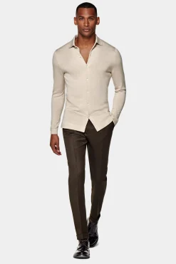 SUITSUPPLY Polo-Cardigan Hellbraun-Männlich Poloshirts