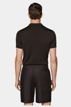 SUITSUPPLY Poloshirt Dunkelbraun Knopffrei-Männlich Poloshirts