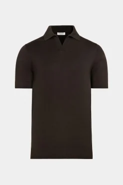 SUITSUPPLY Poloshirt Dunkelbraun Knopffrei-Männlich Poloshirts